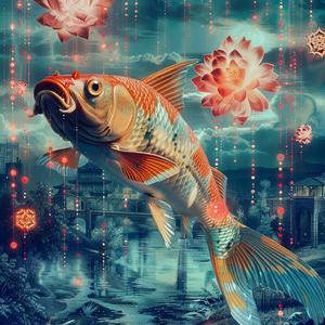 koi  fish  river  chromolithography  vibrant  nature  water  colorful  detailed  art 1050115