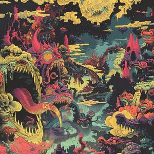 album  cover  psychedelic  monsters  surreal  chaos  symbolist  risograph  disintegration  creative 1078088