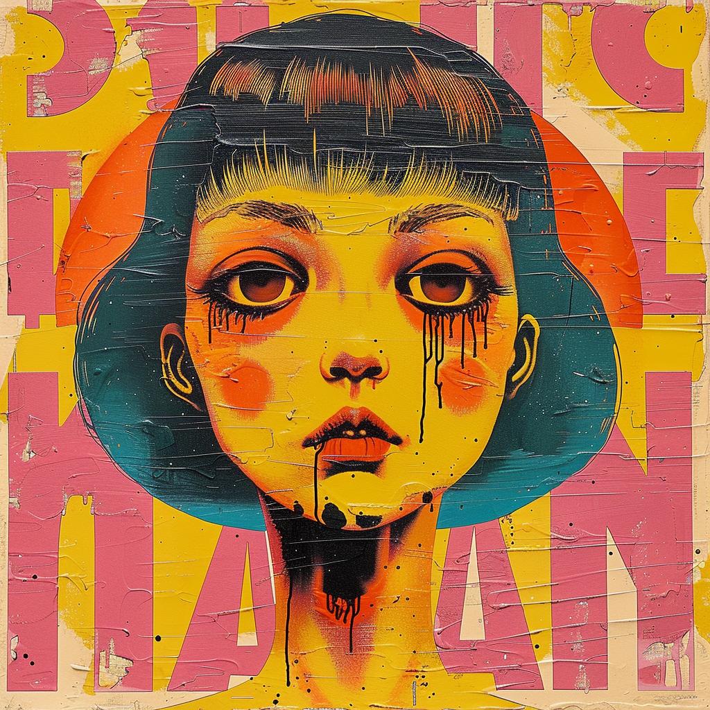 painting  woman  black  hair  yellow  face  encaustic  artistic  color  style 950581