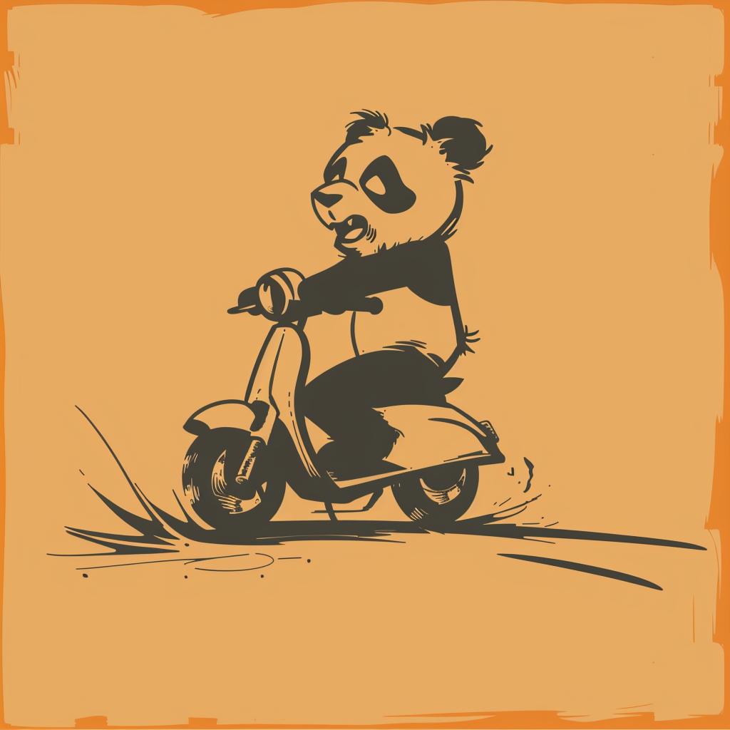 panda  scooter  cute  animal  whimsical  transportation  cartoon  playful  colorful  illustration 943340