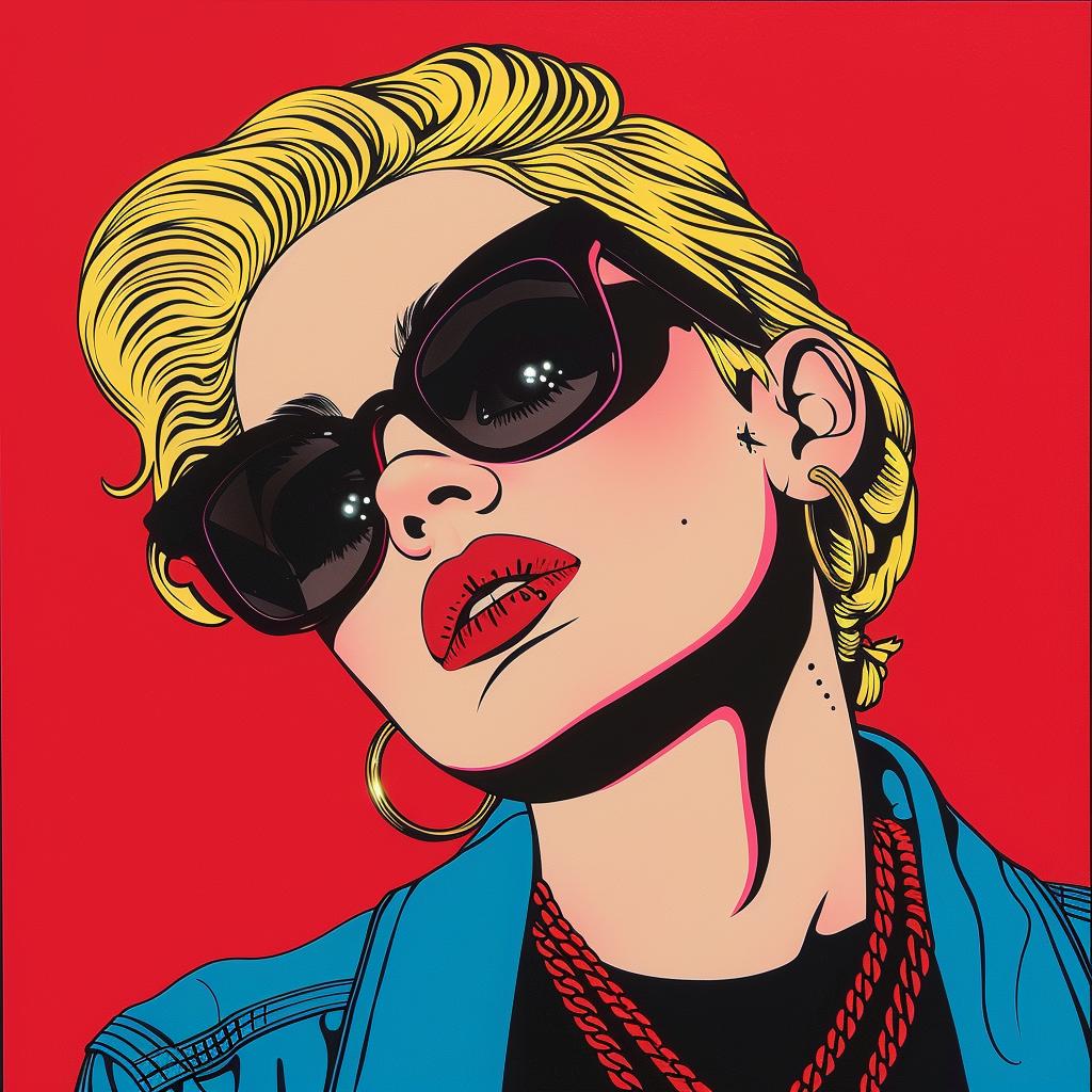 female  punk  rocker  illustration  blonde  sunglasses  popart  stylized  modern  colorful 1023166