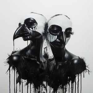 birds  black  white  dripping  paint  Hildenbrandt  brothers  art  figurative  contrast 1072799