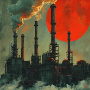 industrial  factory  Moebius  minimalism  abstract  negative space  chimneys  detailed  fantasy  clouds 1040574