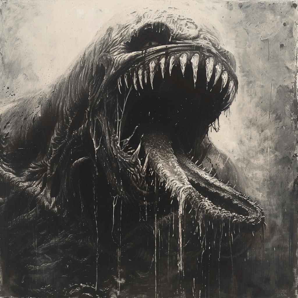 monster  horror  drawing  black  white  open  mouth  creature  strange  art 942588
