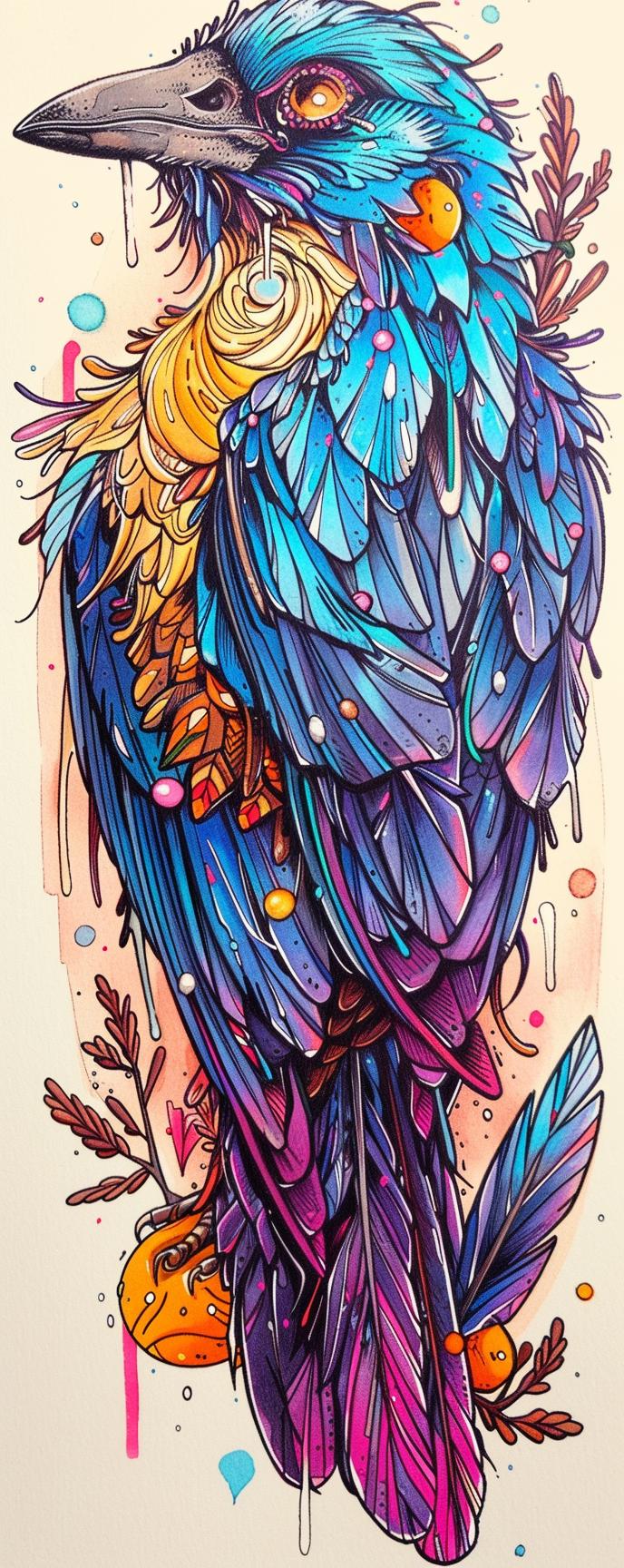 mythical  creature  bluebird  Kachina  Grim  Reaper  fantasy  colorful  feathers  unique 941115