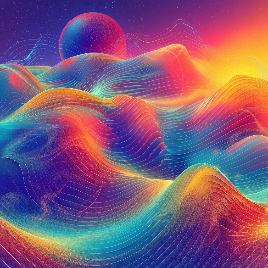 abstract  ocean  animated  vibrant  illustrations  blue  landscape  colorful  sun  waves 945263