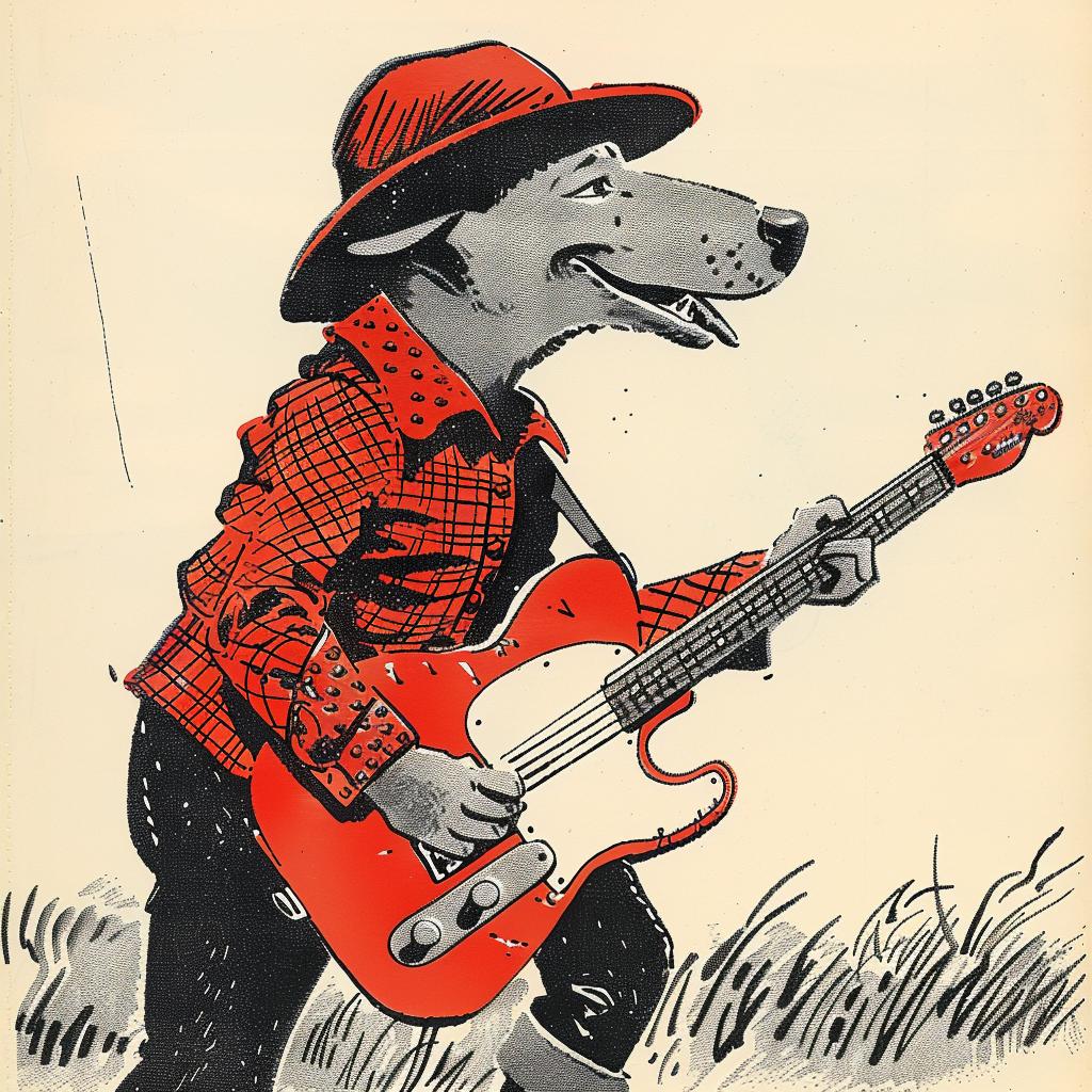 dog  guitar  anthropomorphic  illustration  cartoon  Moebius  funny  music  character  play 922685