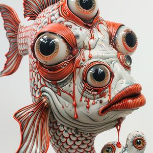sculpture  fishman  creature  four  eyes  dripping  makeup  Dada  highlights  alien 1073125