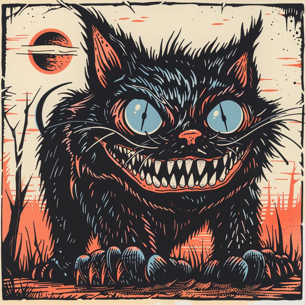 poster  Cheshire  cat  woods  Sendak  illustration  dark  arts  occult  art 930098