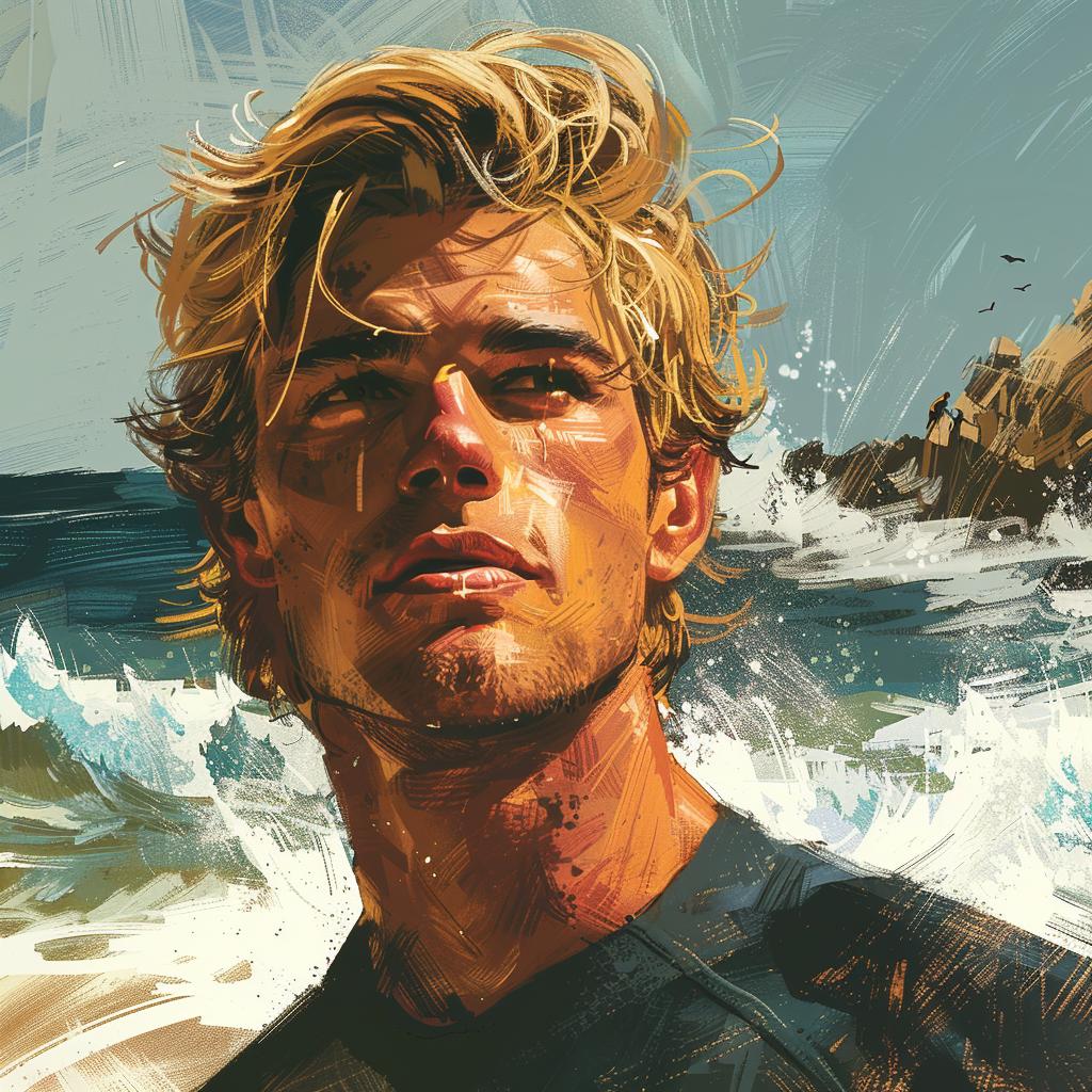 beach  surfer  longing  determination  illustration  digital  close-up  waves  details  blonde 936781