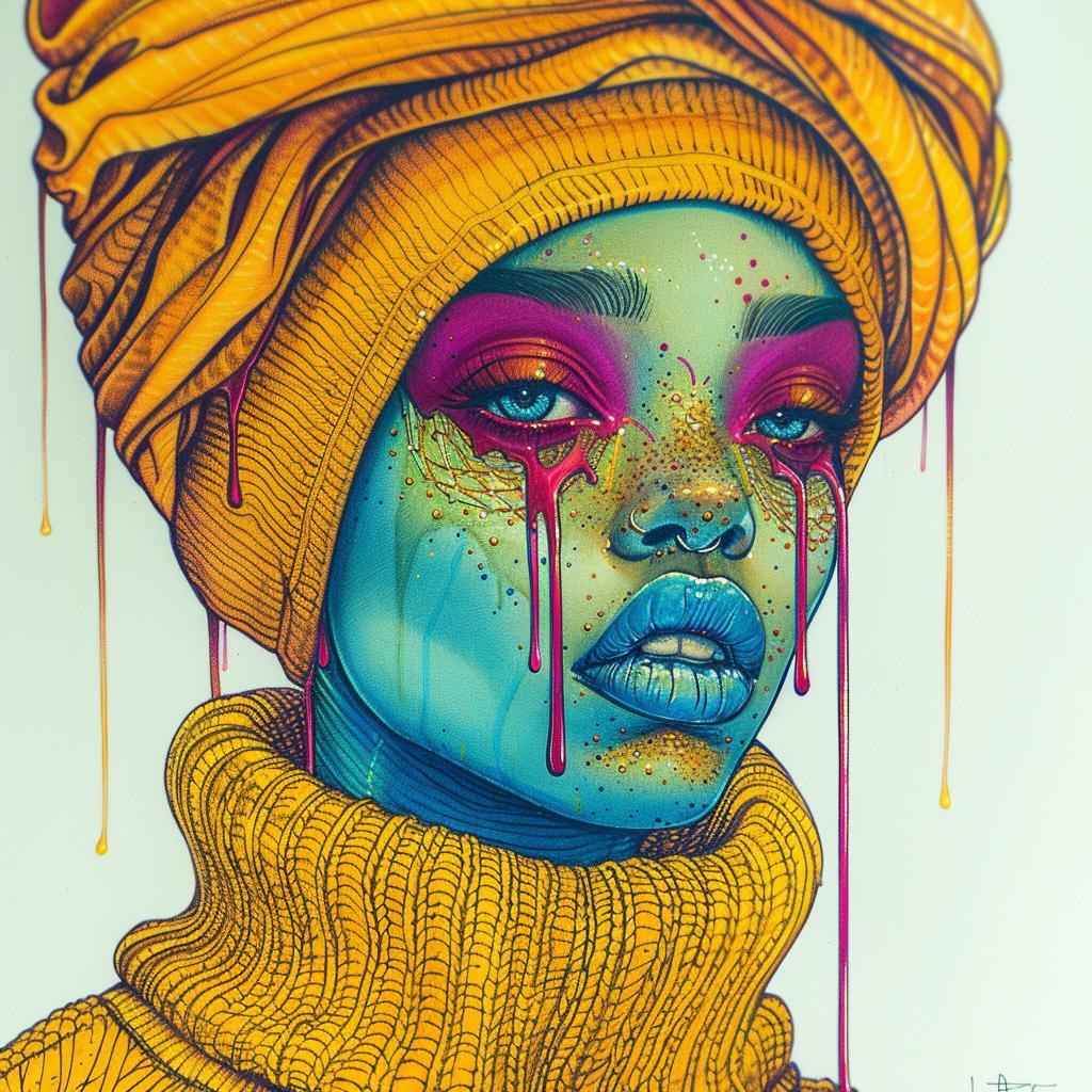woman  turban  colorful  makeup  painting  TroyBrooks  PopArt  portrait  style  beauty 939275