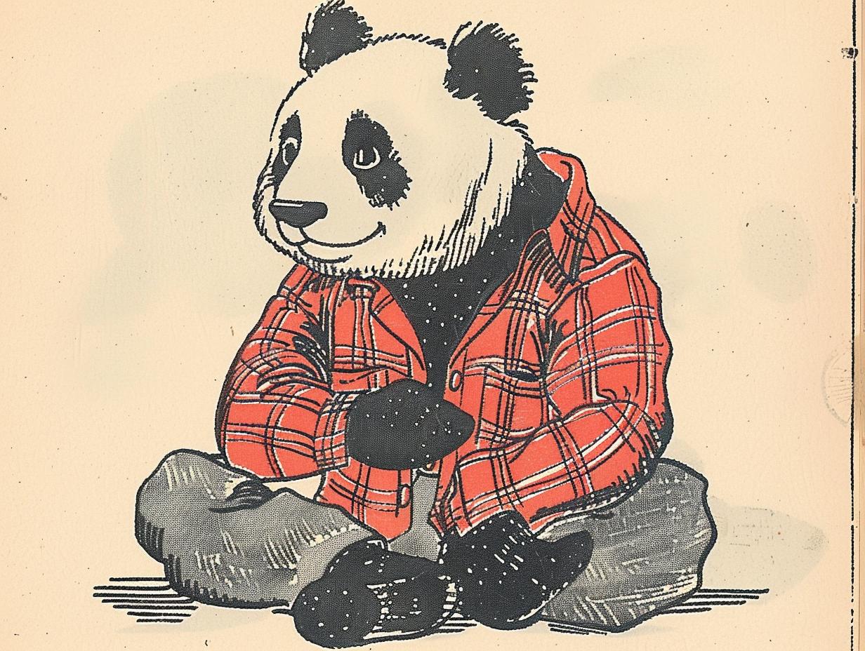 tattoo  panda  Sailor  Jerry  vintage  comic  illustration  plaid  shirt  cool 919385