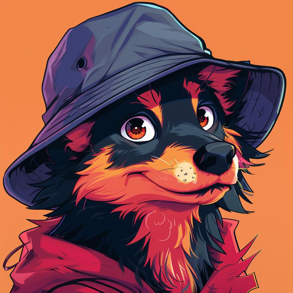 kawaii  wolf  cartoon  bucket  hat  2D  RalphBakshi  cute  character  illustration 971224