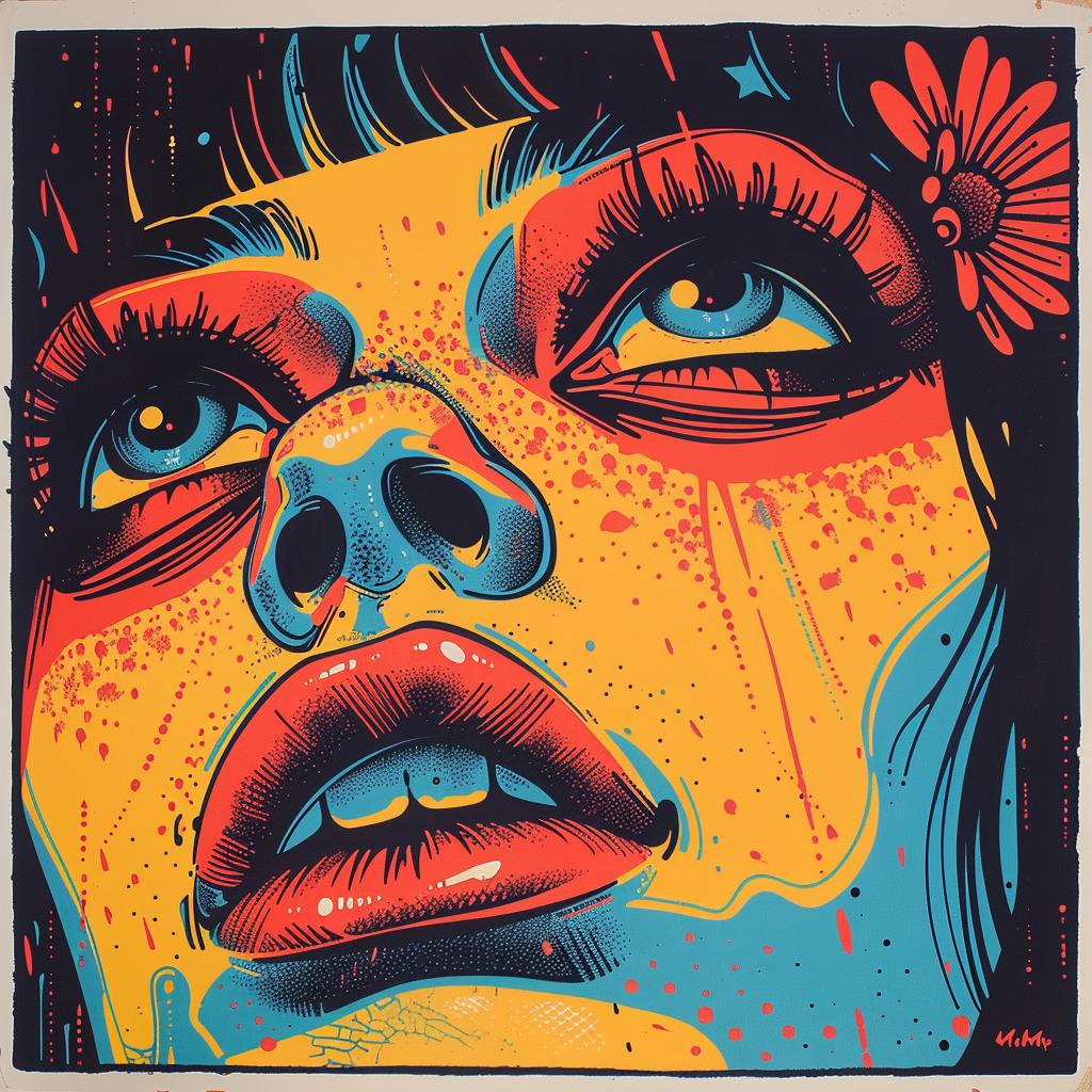 colorful  poster  woman  face  Peter  Max  contemporary  art  vibrant  graphic 929769