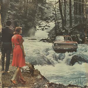 car  woods  couple  surreal  enigmatic  collage  1970s  adventure  mysterious  exploration 1041317