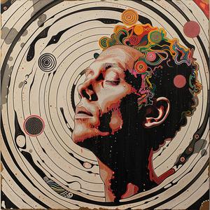 surreal  male  circular  design  abstract  symbolist  mysterious  whimsical  colorful  portrait 1079236