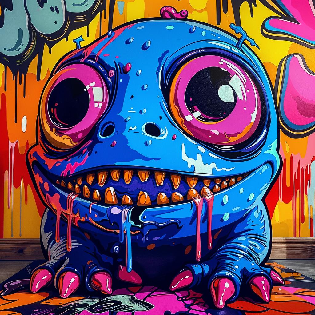 graffiti  monster  colorful  wall  urban  art  cartoonish  childhood  large  imaginative 1028508