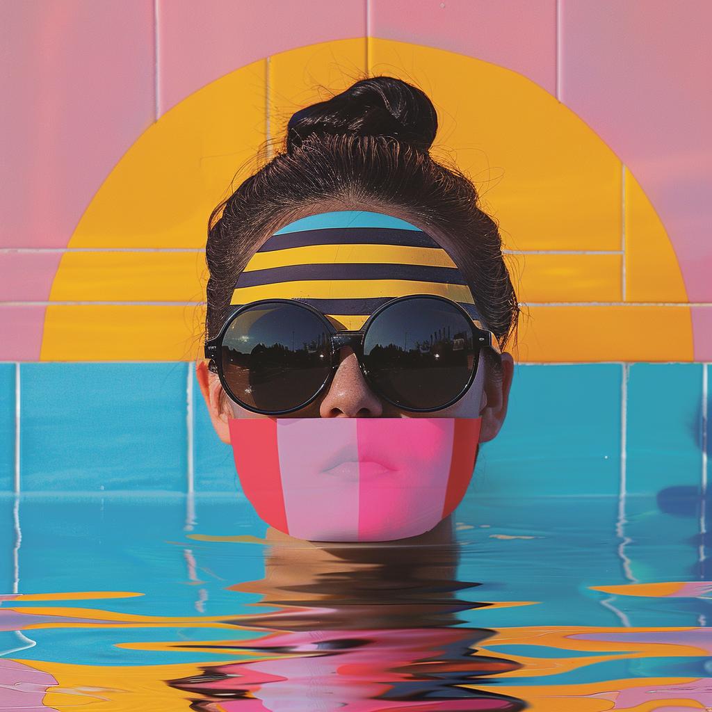 surreal  album  cover  splash  colorful  synthwave  woman  sunglasses  pattern  art 977145
