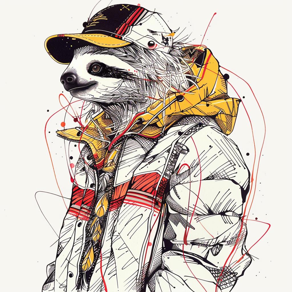 kawaii  sloth  streetwear  cool  drawing  jacket  hat  cute  urban  fashion 953497