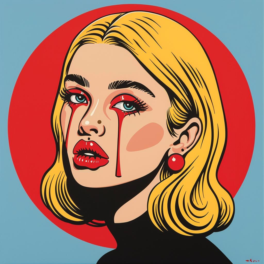 surreal  blonde  woman  dripping  makeup  red  circle  pop  art  blood 1024894