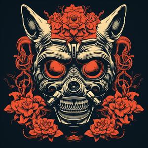 skull  roses  gasmask  bold  symmetrical  minimal  design  floral  tattoo  poster 1078616