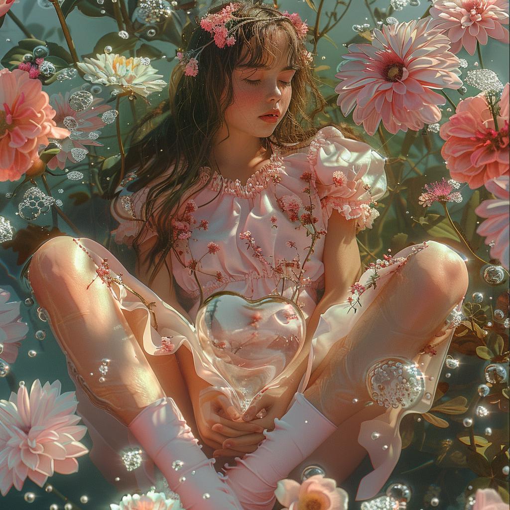 girl  dress  pink  flower  garden  detailed  anatomy  3D  stylized  Martine Johanna 938966