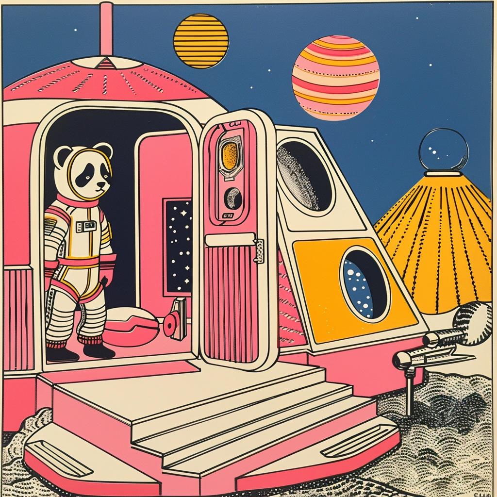 panda  space  suit  poster  astronaut  whimsical  cute  colorful  creative  fun 959663