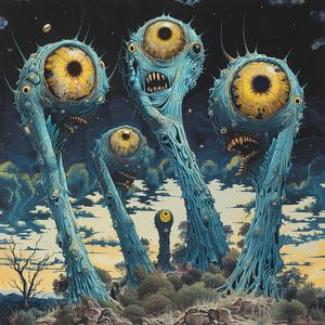 Art Nouveau  Surrealism  Pointillism  Three-eyed  Sloth  Ominous  Occult  Cover  Album  Art 1076989