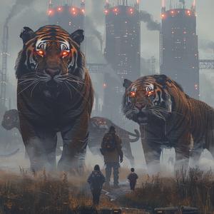 tigers  ominous  occult  future  city  people  sci-fi  dark  digital  art 1079941