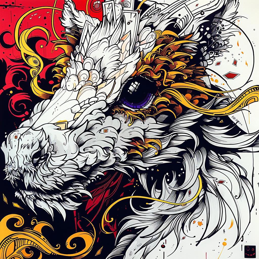 mythical  creature  painting  white  horse  red  black  background  fantasy  surreal 949278