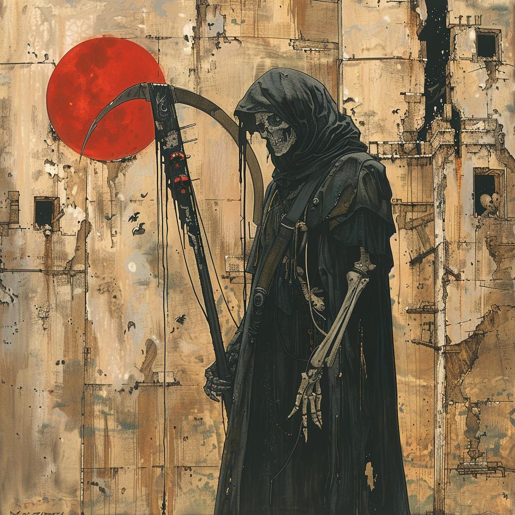 skeleton  scythe  grim  reaper  dark  fantasy  enki  bilal  painting  macabre 970480
