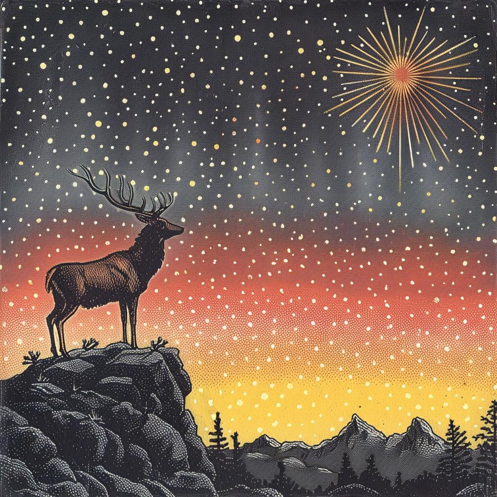 deer  mountain  stars  sky  painting  abstract  colorful  nature  modern  art 916165