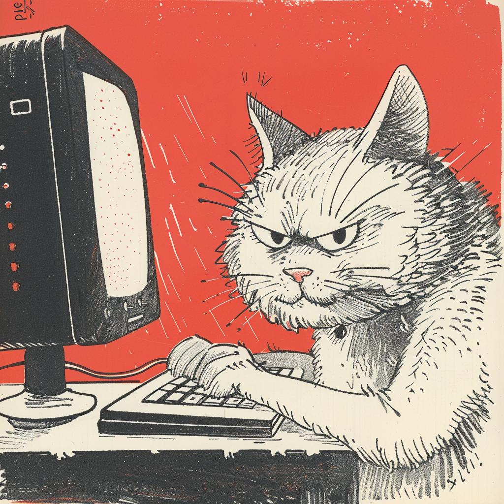 cat  computer  angry  Moebius  Chris Bachalo  anthropomorphic  digital  expression  black  illustration 923001