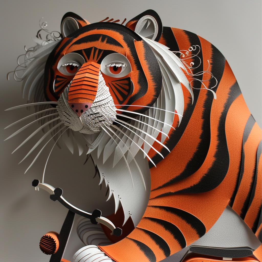 tiger  scooter  happy  paper  design  cut  whimsical  black  white  art 944189