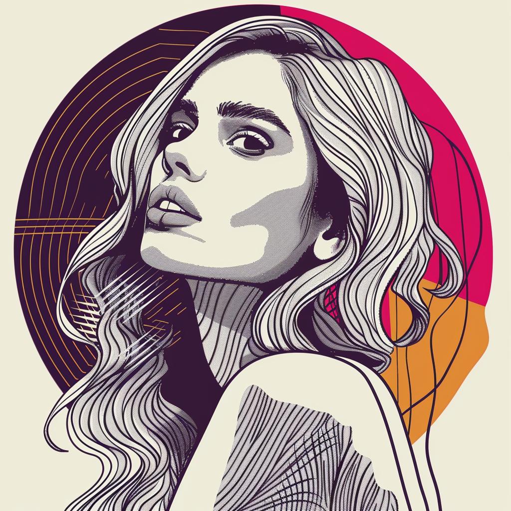 رسم توضيحي لناقلات جميلة لأنثى بوبارت، دائرة ملونة، أسلوب فني حديث 937038