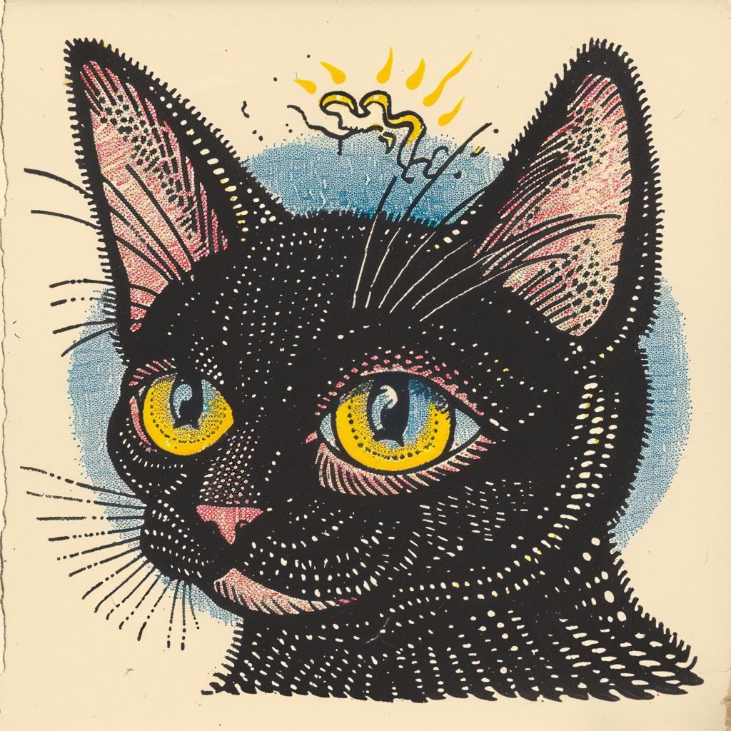 cat  three-eyed  Kandinsky  black  yellow  sun  artwork  illustration  whimsical  animal 917038