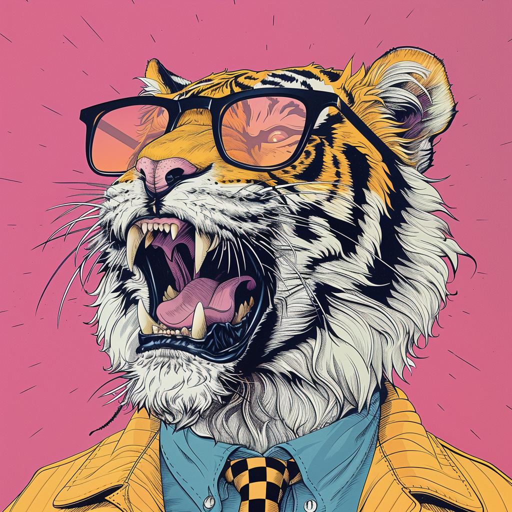 tiger  sunglasses  suit  dark  occult  checkerboard  spiritual  naturalistic  Travis  art 923649