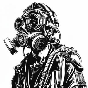 man  gasmask  goggles  covering  face  surreal  art  portrait  mysterious  expression 1070893