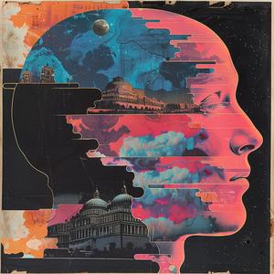 surreal  poster  man  head  city  skyline  Todd  White  symbolism  screenprinting 1078532