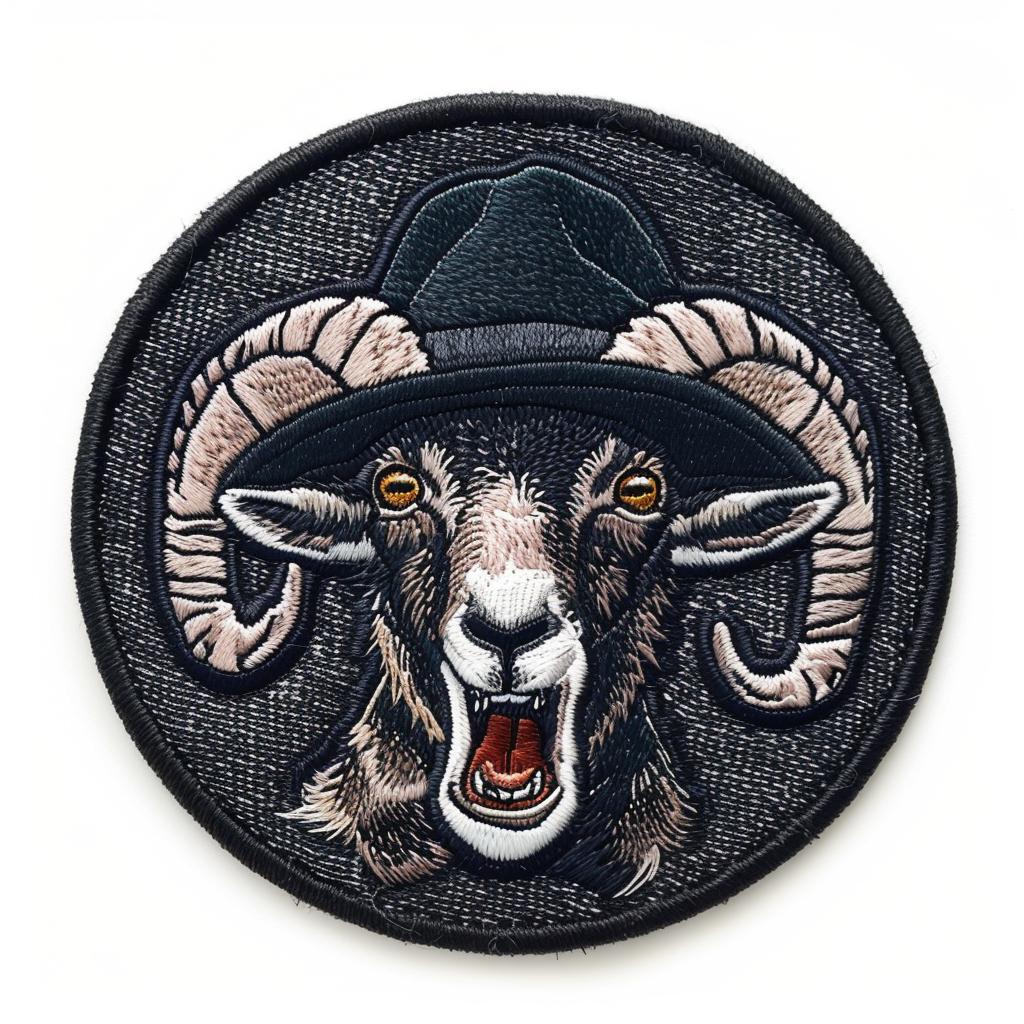 patch  goat  chenille  angry  anthropomorphic  hat  contrasting  colors  streetwear  minimal 954851