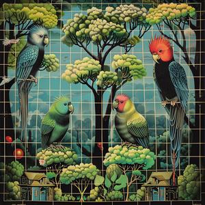 birds  wall  trees  nature  painting  scenic  chromolithography  artwork  colorful  outdoors 1047585