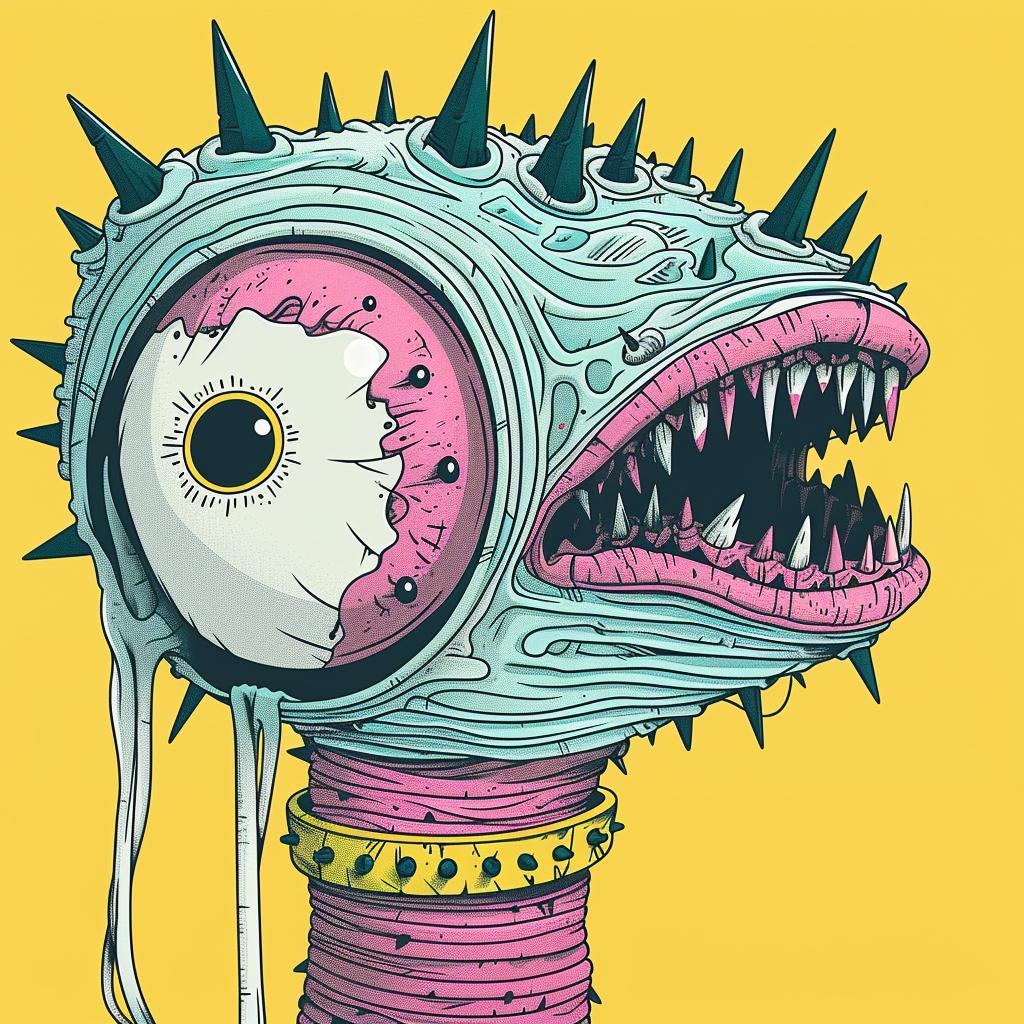 cyclops  mythical  terrifying  conjoined  spiked  fish  cartoon  illustration  creature  whimsical 927954