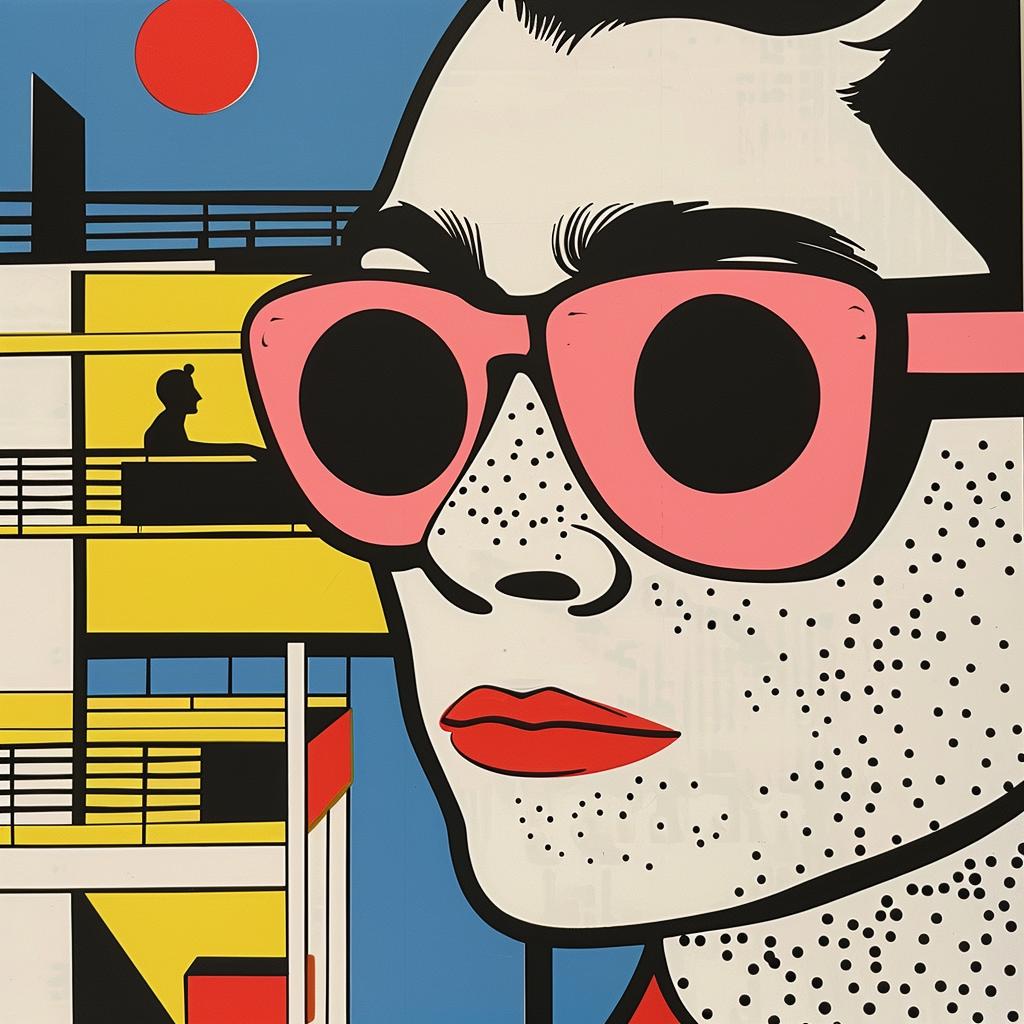 surreal  album  cover  painting  woman  sunglasses  red  shirt  creative  Tsukioka 1021315