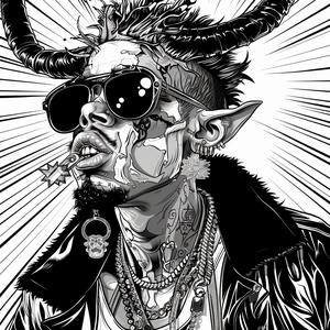 black and white  vector  demon  drawing  man  horns  bling  stylized  illustration  artwork 1078994