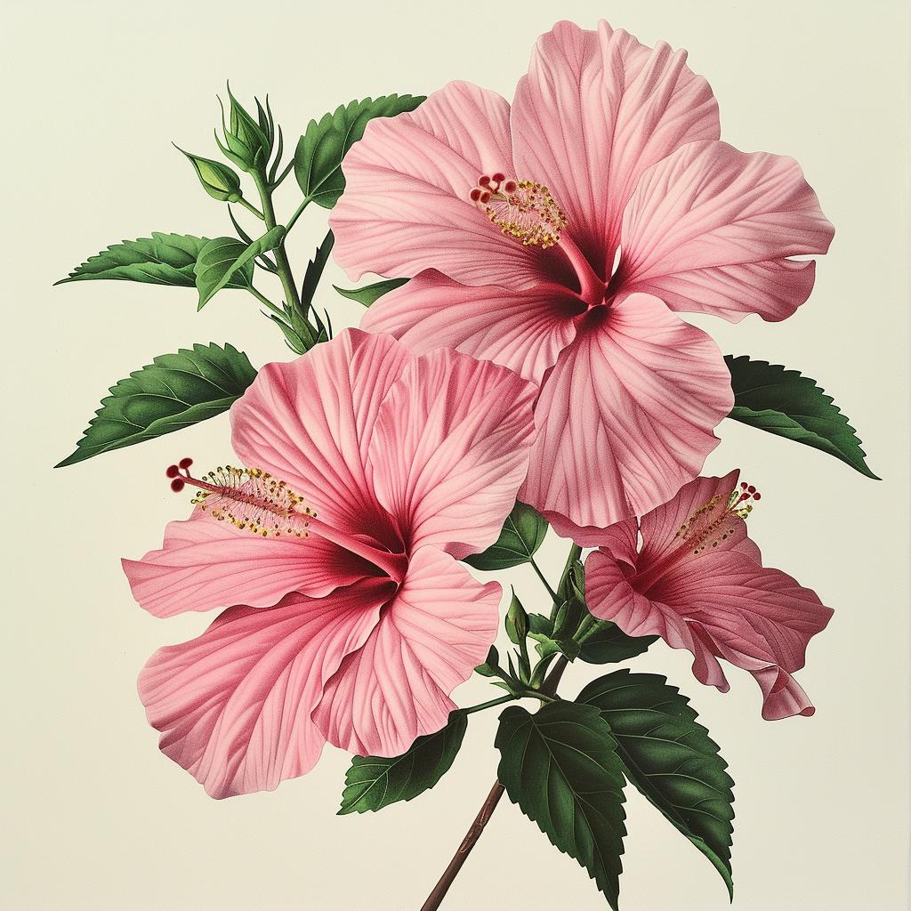 pink  hibiscus  flower  white  background  vibrant  floral  nature  botanical  art 971867