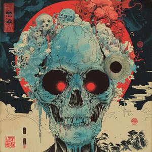 surreal  skull  red  sun  album  cover  symbolism  hyper-realistic  screenprint  risograph 1078458