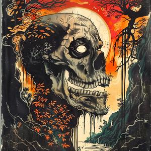 skull  tree  poster  chromolithography  art  dark  graphic  illustration  nature  memento 1040755