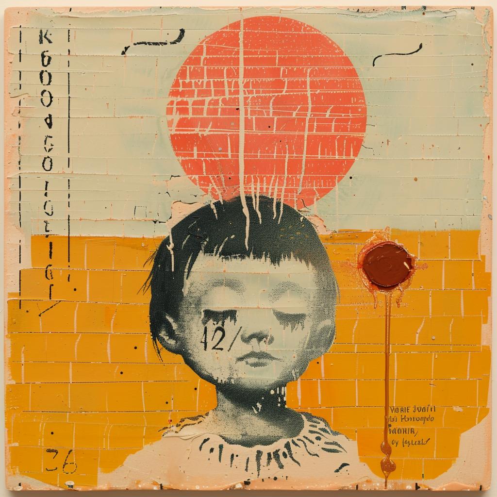 encaustic  child  red  sun  background  palette-knife  impasto  Joan  Cornella  painting 1016255