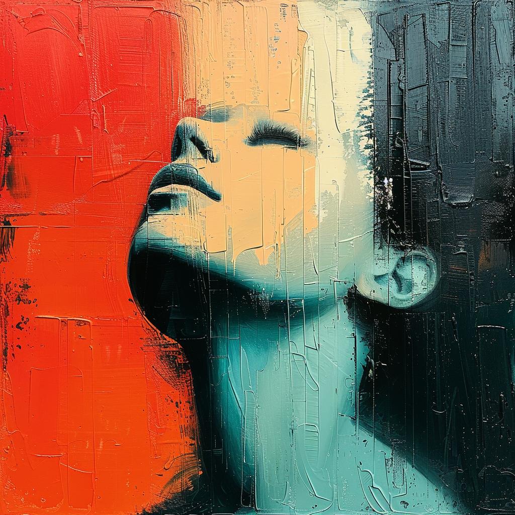 figurative  woman  red  orange  background  colorful  artistic  modern  portrait  vibrant 963691