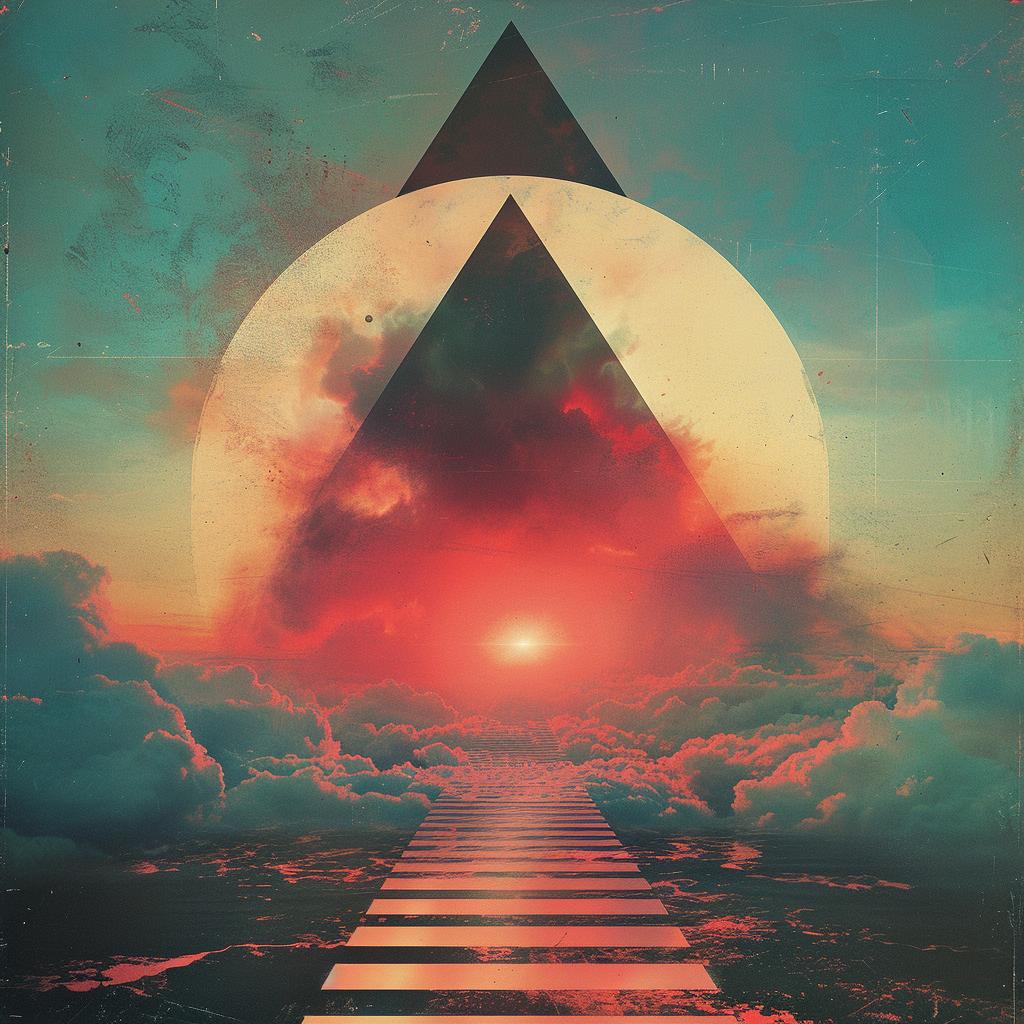 album  80s  synthwave  trippy  geometric  triangle  road  sky  vintage  music 960820